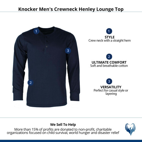 Knocker Men's Crewneck Henley Lounge Top 1