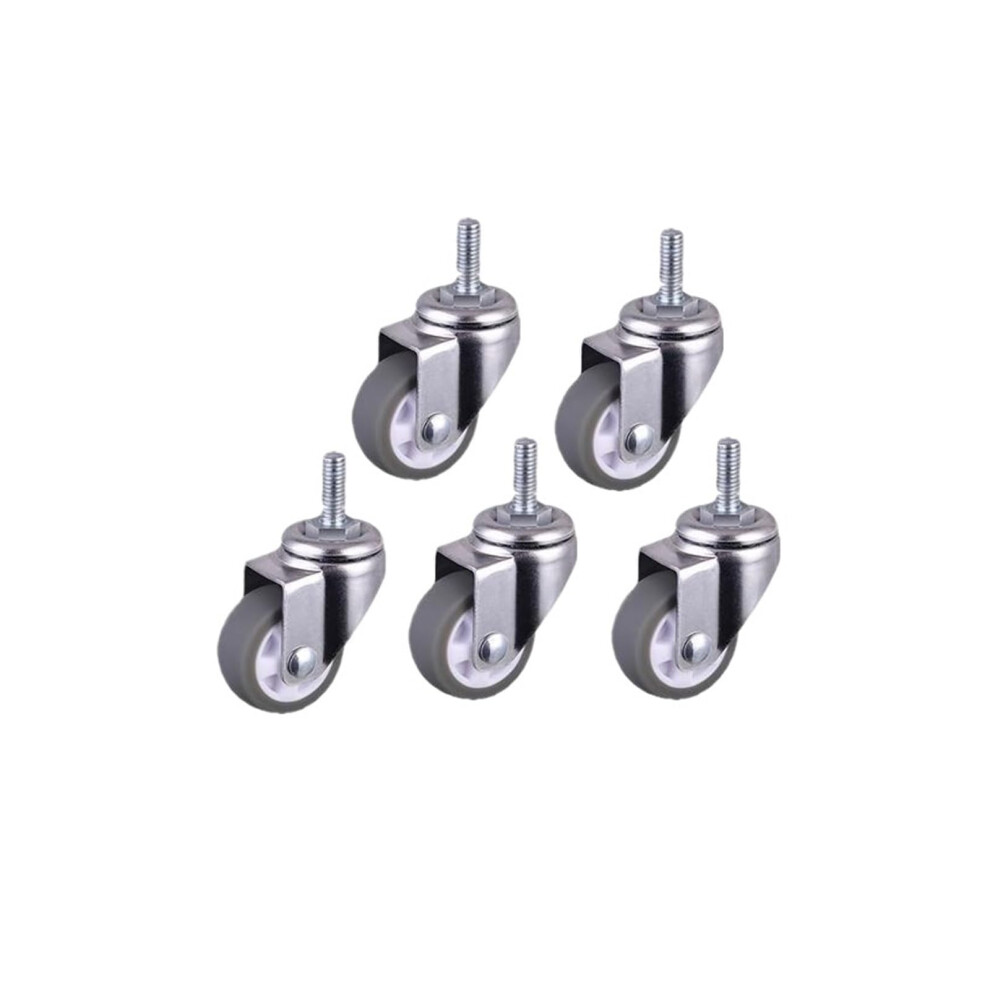 5Pcs Gray Tpe Swivel Caster Wheels 1 Inch M6 Screw Mount, Silent Smooth Rolling For Furniture 9330225781431