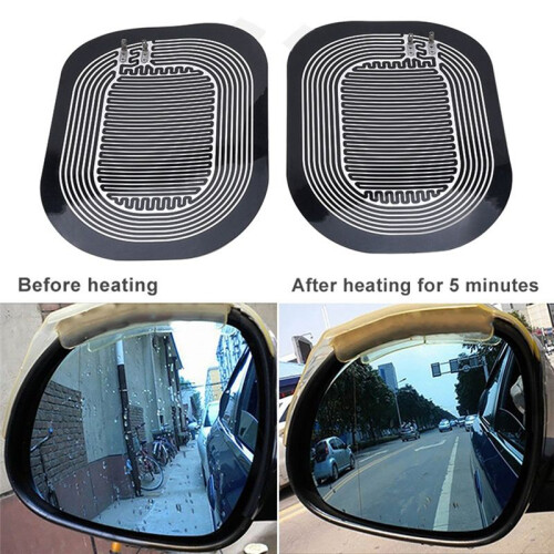 Car Side Wing Mirror Heating Pad  12V Universal Rearview Mirror Mist Demister Quick Warm Mirrors Defogger 2