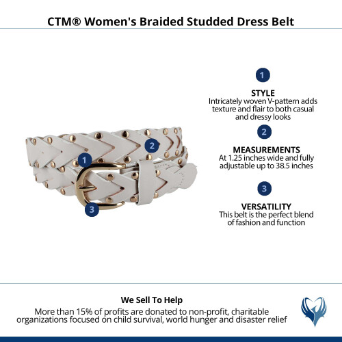 CTM Women's Braided Studded Dress Belt 2