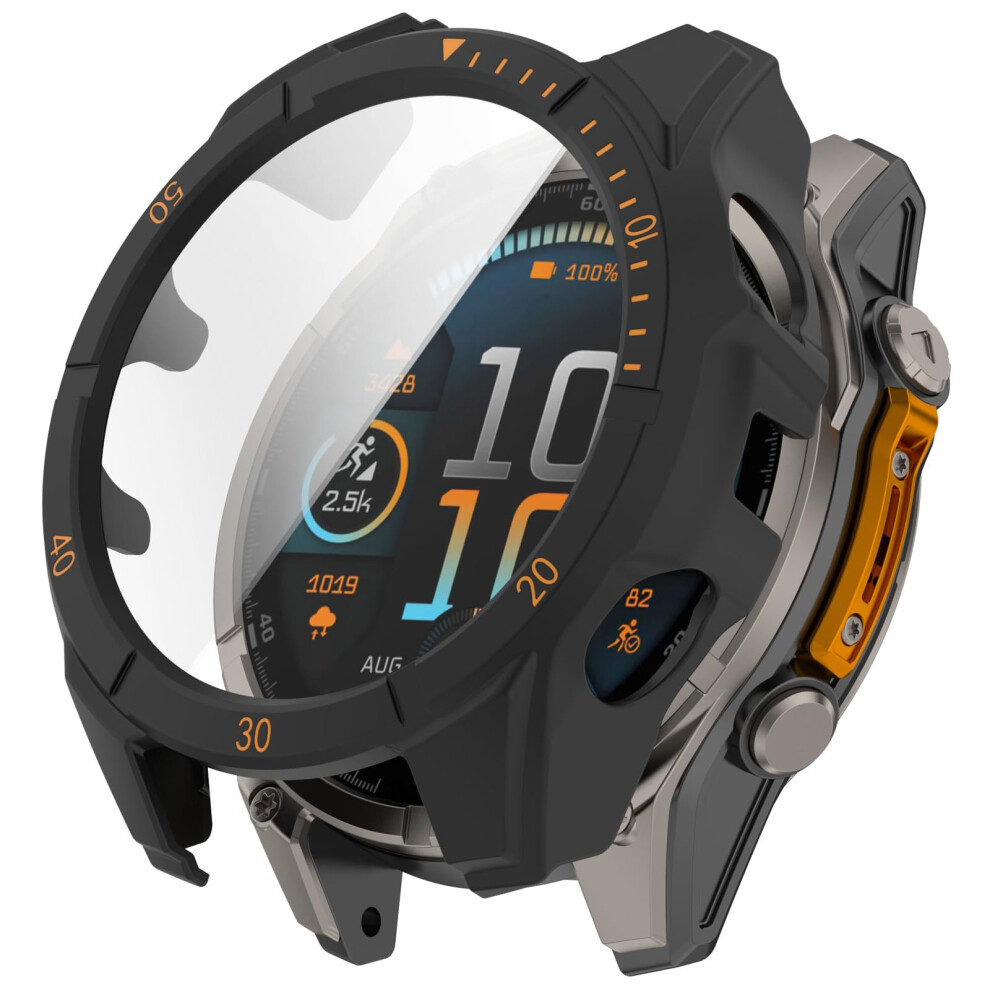 47Mm Watch Case With Tempered Glass Screen Protector Black And Orange Cover For Garmin Tactix 8 Orange,Black 9330225814085