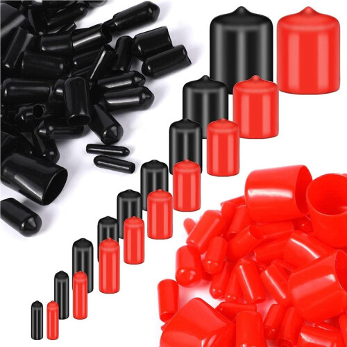 600 Pieces Rubber End Caps Flexible Screw Cap Thread Bolt Protector Caps Covers Black Red Plastic Screw Caps in 9 Size 1