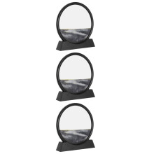 3Pcs Black Flowing Sand Art Picture Creative 3D Sandscape Decor