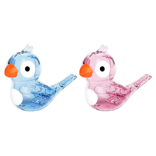 2pack Brightly Colored Water Bird Whistles-Blue and Pink 1