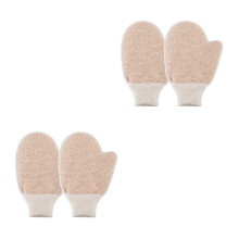 4St Bad Mitts Beige Body Scrubber Zachte Peeling Handschoenen