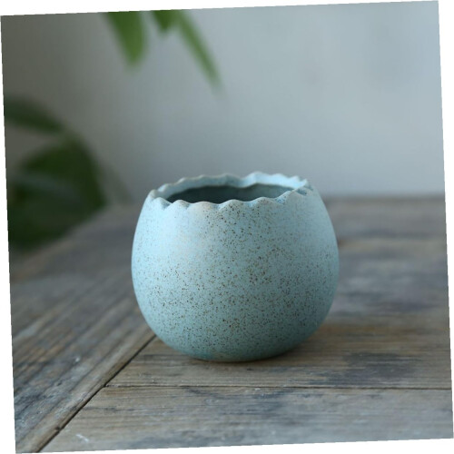 6 Pcs Mini Ceramic Succulent Pots with Modern Eggshell Design, Small Plant Pots for Desk Decor 1