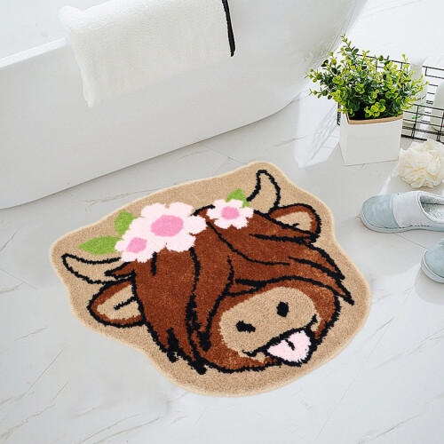 Cow-shaped front door mat non-slip absorbent 2