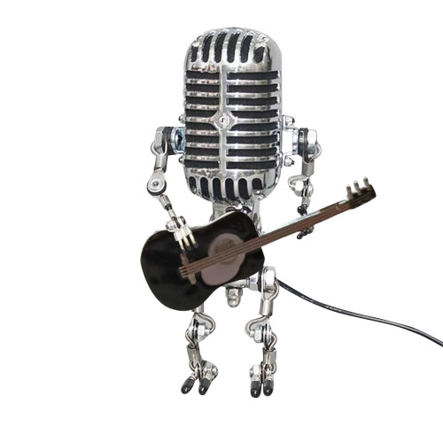 Mini veilleuse LED vintage avec microphone robot (1 pièce)