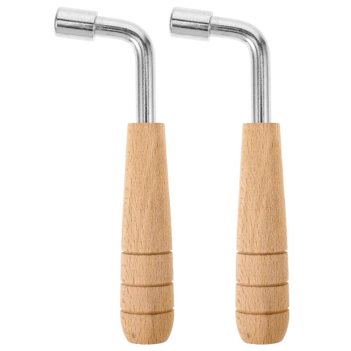 2pcs Harp Tuning Wrench Set with Ergonomic Wooden Handle for Precise String Adjustment and Smooth Pin Rotation