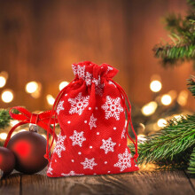 Christmas snowflake linen gift bag bundle