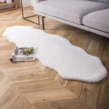 Phantoscope faux rabbit fur rug cover 2 x 6 ft white