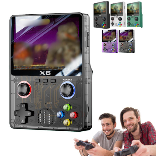 Retro Handheld Game Console with 3.5in IPS Display, 6000+ Games, TypeC Charging, Black2