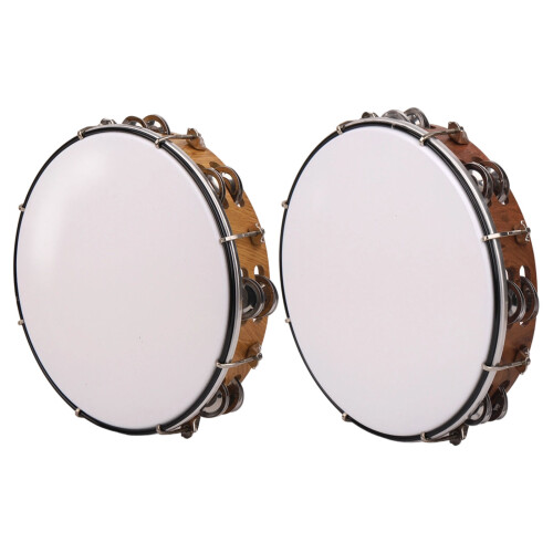 10inch Bells Drum Handheld Tambourine- light woodGrain 1