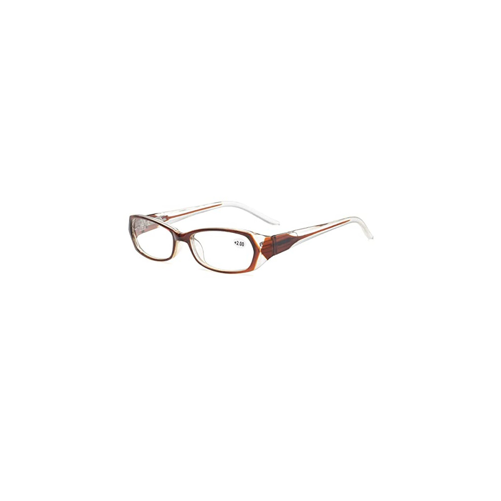 Retro Tea Frame Blue Light Blocking Reading Glasses 250 Degree with Spring Leg and Comfort Fit