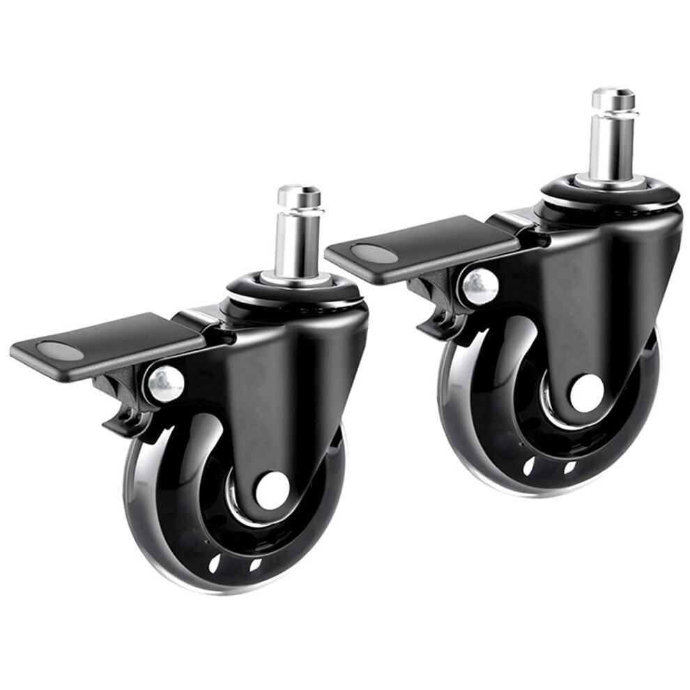 3.9 Inch Pu Swivel Caster Wheels With Brake, Silent Noise Reduction, 360 Rotation For Hardwood Floors 9310869790624