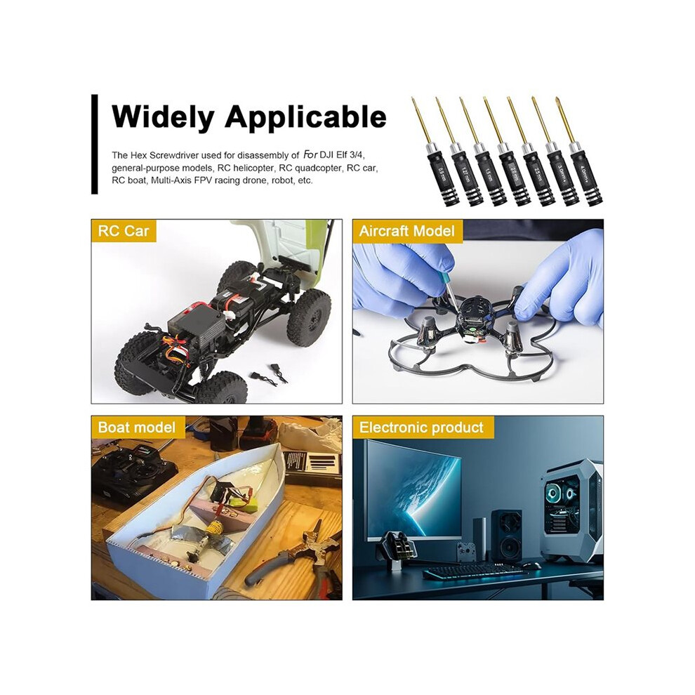 Rc Tool Kit Set Hex Driver 0.9Mm 1.27Mm 1.5Mm 2Mm 2.5Mm & Phillips Screwdriver 3Mm 4Mm For Axial Scx24 6033216042278