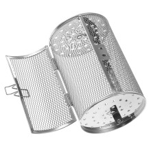 Air Fryer Rotisserie Basket Stainless Steel Cage with Secure Locking Door 360 Even Roasting Dishwasher Safe