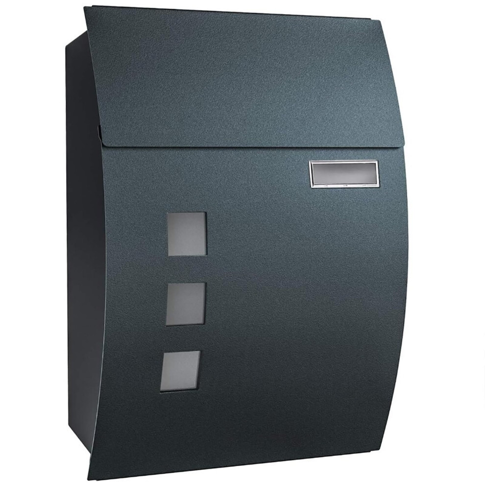 Locking Wall Mount Mailbox For House, Large Capacity Galvanized Steel Mail Box With Key And View Window, Gray 18413In 9330225785453