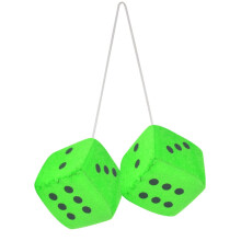 Car Hanging Dice Mint Green Plush Rear View Mirror Decor Cute Car Accessories One Size