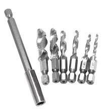 4341 Hexagon Shank M3-M10 Hexagon Shank GäNga Metrisk Tapp Borrskruv Machine Compound Drill Bit-Silver