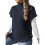 Damen-Pulloverweste mit Flügelärmeln, Rollkragen, Geripptes Strick-Tanktop, Basic-Slim-Fit-Oberteil Marineblau Einheitsgröße 1