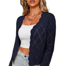 Women'S Long Sleeve V-Neck Knitted Cardigan Jacket Buttonless Knitted Shawl Sweater Navy  XL