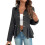 Elegant Women Blazer Business Work Office Peplum Hem Jacket Open Front Herringbone Coats Black M 1