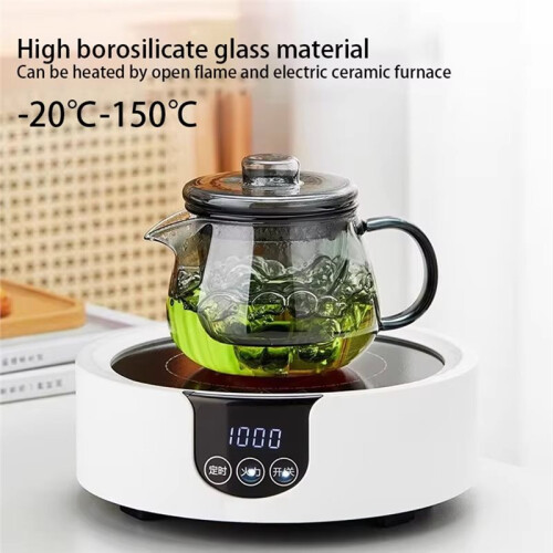 Tekanna i Borosilikatglas med Infusionsrör - Spishällsäker Tekanna med Lock 1
