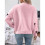 Damen-Pullover mit Y2K-Print, Rundhalsausschnitt, Lange Ärmel, Überschnittene Schultern, Strickpullover Rosa S 4