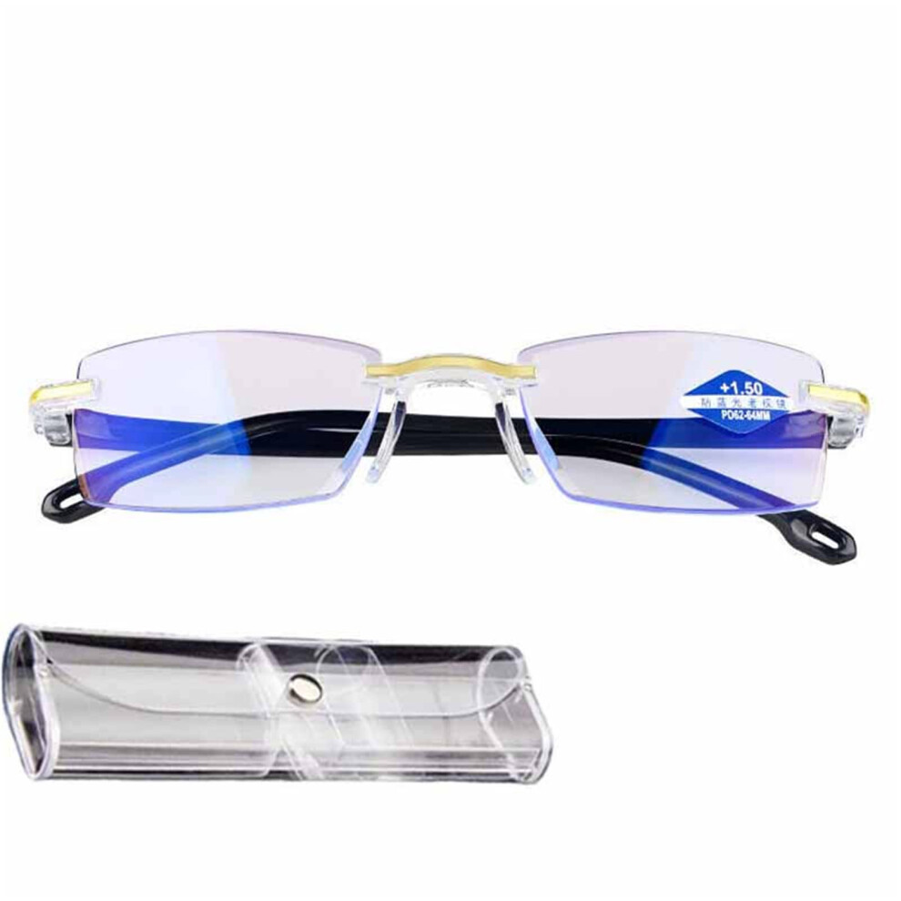 Blue/Light Progressive Reading Glasses With Anti Protection, Sapphire Coated Multifocal Readers For Near And Far