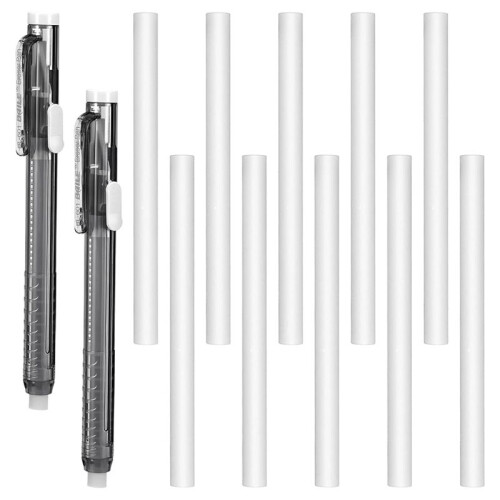 12 Pcs Retractable Mechanical Eraser Pen Pen-Style Erasers Precise Erasing Pens White Pencil Eraser Refill