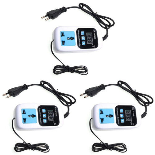 3X XK-W2001 Digital Temperature Controller Socket AC 110-220V Thermostat Regulator Socket Outlet with NTC Sensor EU Plug