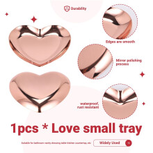 Heart Shaped Jewelry Serving Plate Metal Tray Storage Arrange Fruit Tray Home Rose Gold