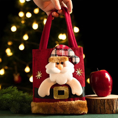 Bolsa de Natal para Boneca com Papai Noel, Boneco de Neve, Rena e Urso (1 peça) 1