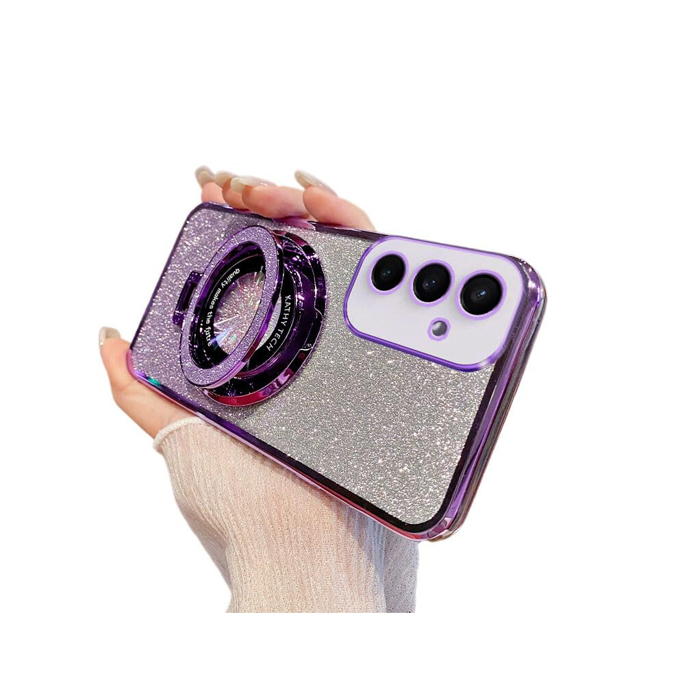 Glitter Case With Magnetic Kickstand, Shockproof Tpu Cover And Lens Protector, For Samsung Galaxy S24 Fe Purple 9330225814900