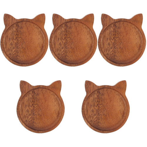 5Pcs Light Brown Wooden Serving Trays Delicate Solid Wood Snack Plates 1
