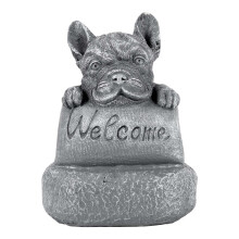 Bulldog Francese Benvenuto su un Piedistallo Accessori per La Casa o il Giardino Cortile Giardino Decorazione Decorazione per Esterni