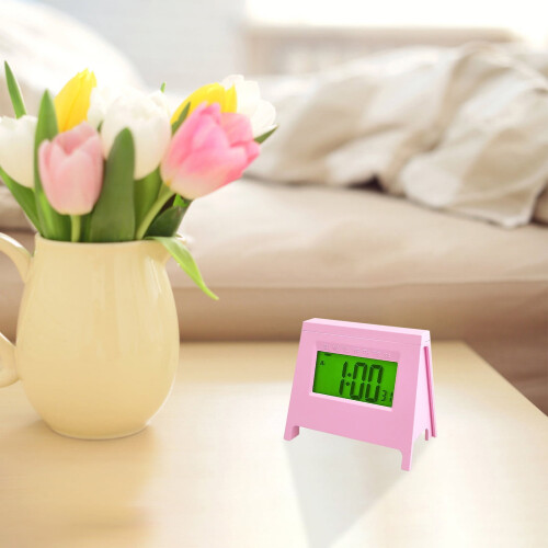 Mini despertador LCD com visor de temperatura e calendário. 1