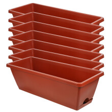 7pcs Resin Planter Box Set, Lightweight Rectangular Flower Pots for Balcony, Indoor Outdoor Gardening, Easy to Clean