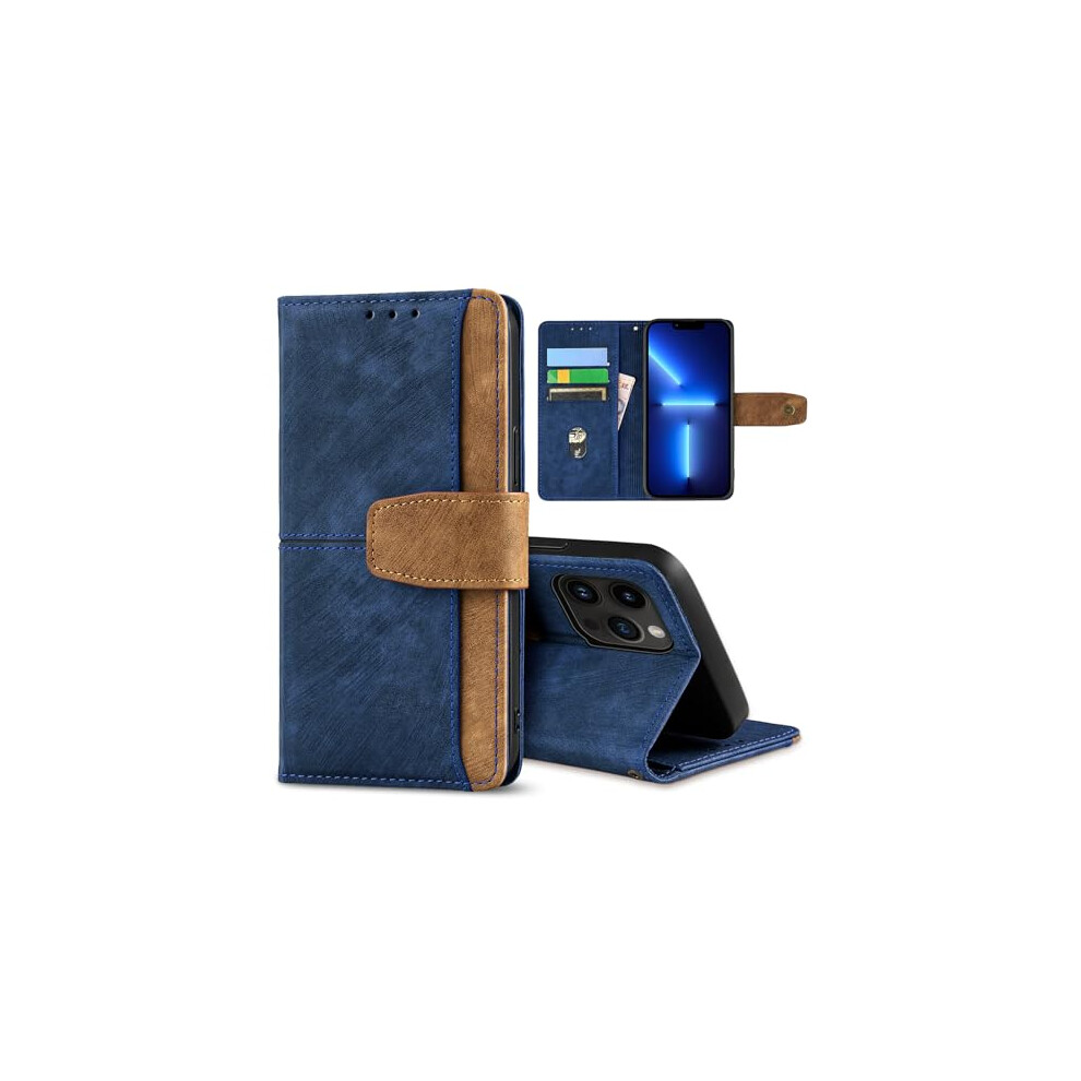 Leather Phone Holster Wallet Case For Realme P3 Pro 5G, Rfid Blocking Magnetic Flip Cover With Card Holder And Stand Mode Blue 9330225814931