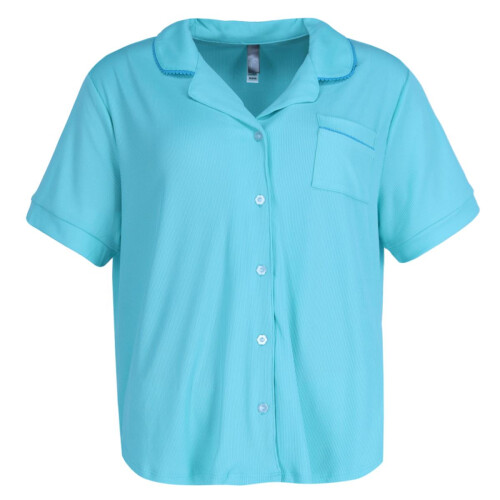 PJ Couture Women's Button Down Wavy Notch Collar Short Sleeve Capri Set 1