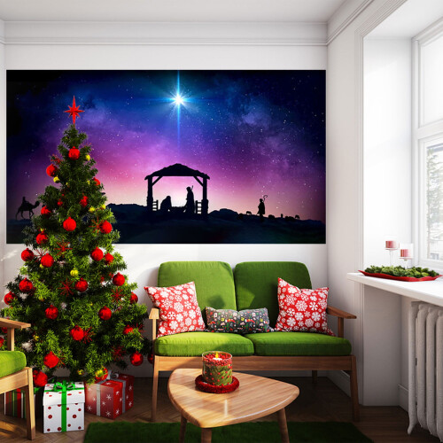 Weihnachtskrippe Garagentorbanner 7x16ft Stoff 2