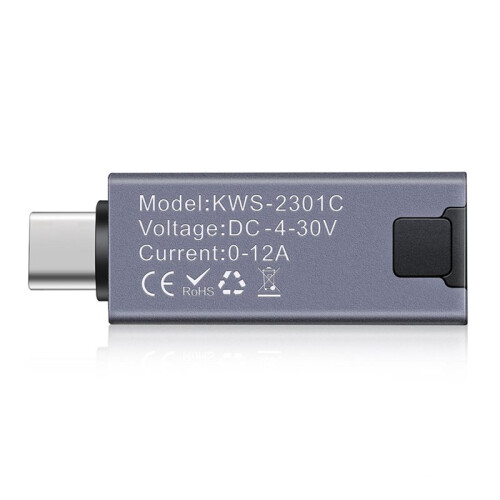 2X KOWSI Type-C Multifunctionele Digitale Display Ampèremeter Vermogensmeter  4-30V 12A Voltmeter Ampèremeter Capaciteitstester KWS-2301C