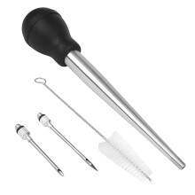 Stainless Steel Turkey Baster Set with Marinade Injector Needle and Brush for Juicy Thanksgiving Cooking