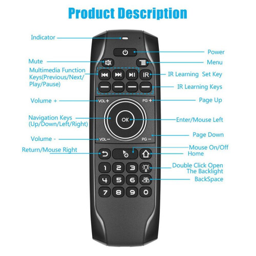 2X  5.0  Keyboard G7BTS Gyroscope Backlit IR Learning Air Mouse Remote Control for  TV Box Laptop 1