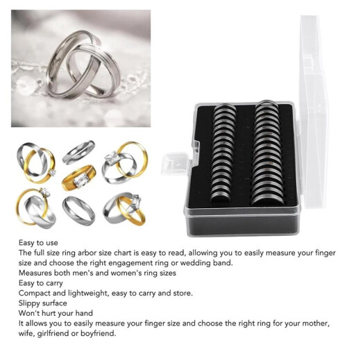 Ring Sizer Tool,Ring Gauges Finger Sizer Measuring Ring Tool 33 Pcs Ring Sizer Measuring Tool Stainless Steel Ring Sizer 1