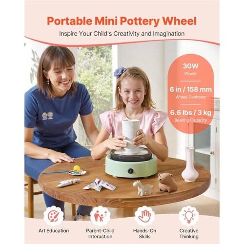 Pottery Wheel, Pottery Tools Kit Turntables, Two-Way Rotation, with Art Supplies Sculpting Tools EU Plug 1