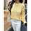 Damen Langarmpullover Herbst Rippstrickpullover Locker Rundhals Zopfmuster Pullover Jumper Tops Gelb L 4