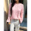 Damen Langarmpullover Herbst Rippstrickpullover Locker Rundhals Zopfmuster Pullover Jumper Tops Rosa S 3