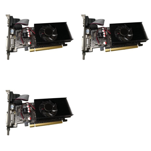 3X Placa de Vídeo GT210 1GB DDR2 64 Bits PCIE 2.0 GPU Compatível com  DVI VGA para Desktop